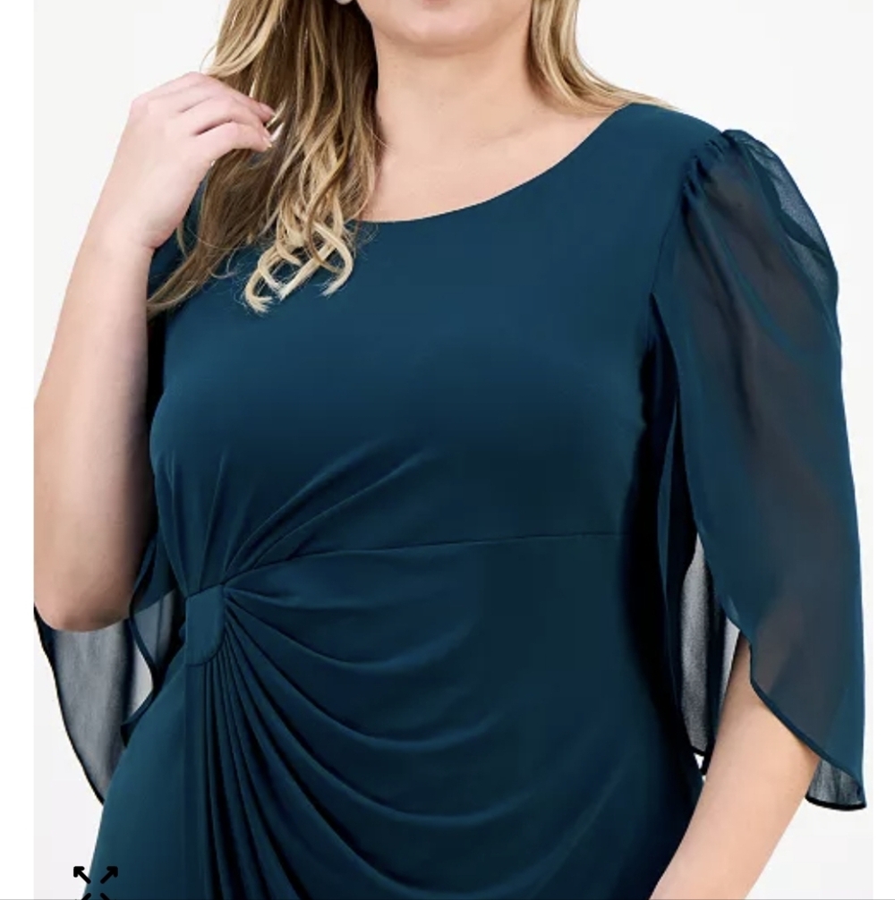 Womens Size 16 Connected Apparel 3/4 Sheer Sleeve Sheath Dress